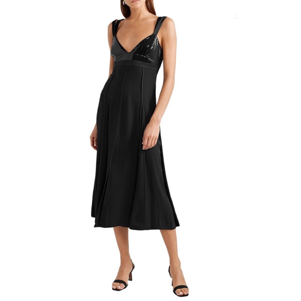 Jason Wu Black Midi Dress with Sequin Bodice